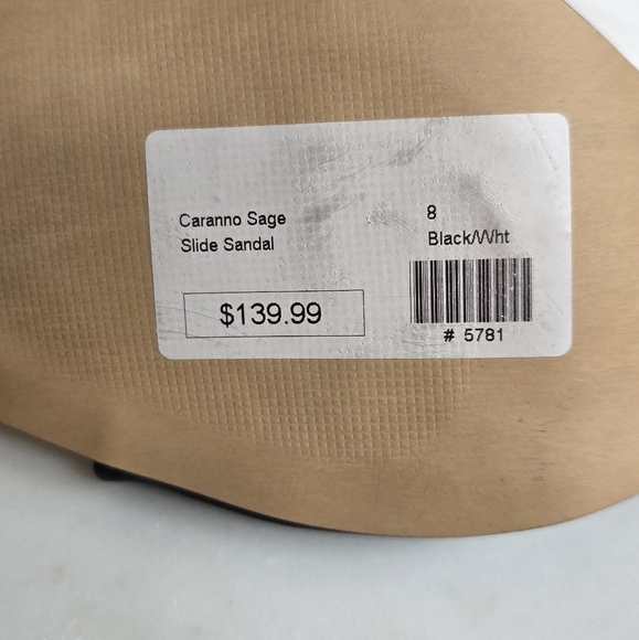 NWT Carrano Sage black/white leather Slide Sandal Size 8 - Picture 3 of 9